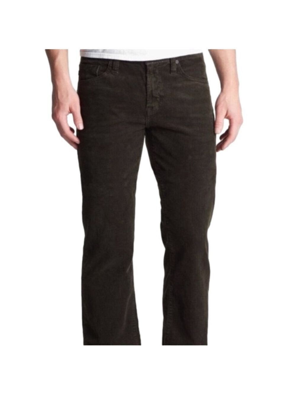 AG ADRIANO GOLDSCHMIED The Protege Straight Leg Corduroy Pants Muted Brown 32